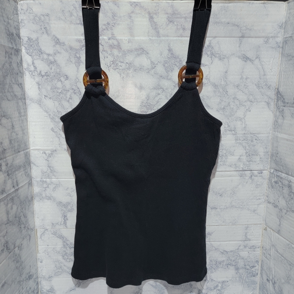 Ambiance Tank Top Women's Size Large Black T-Strap Shirt